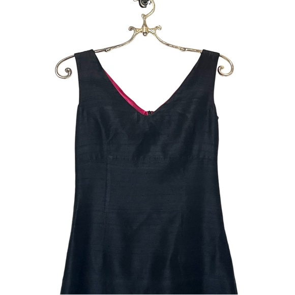 Kimera Black Silk Shantung Asymmetrical Midi Dress with Pink Poly Lining Size S - Picture 4 of 11